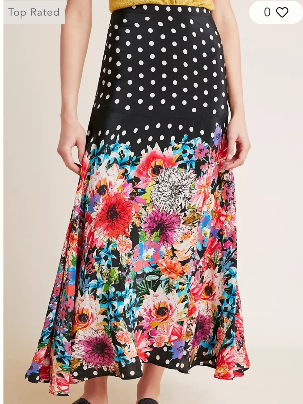 Anthropologie Tolani Pattern Play Maxi Skirt Floral Polka Dot Size L NWT